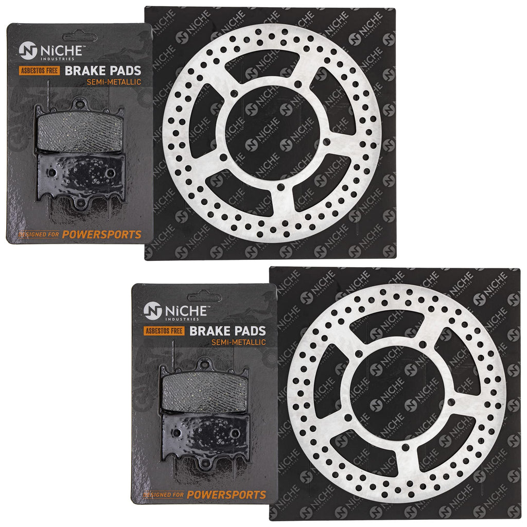 NICHE Front Brake Rotor Pad Kit For Semi Metallic Kawasaki 43082-1142