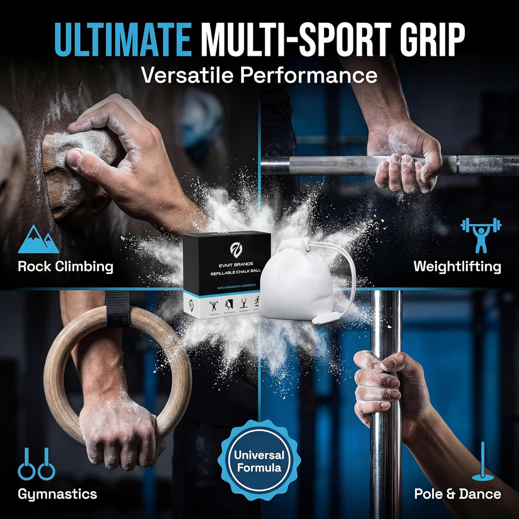 Liquid Chalk, Mess Free Gym Chalk for Weightlifting, Gymnastics, Rock Climbing, Dancing. Sweat Resistant and Long