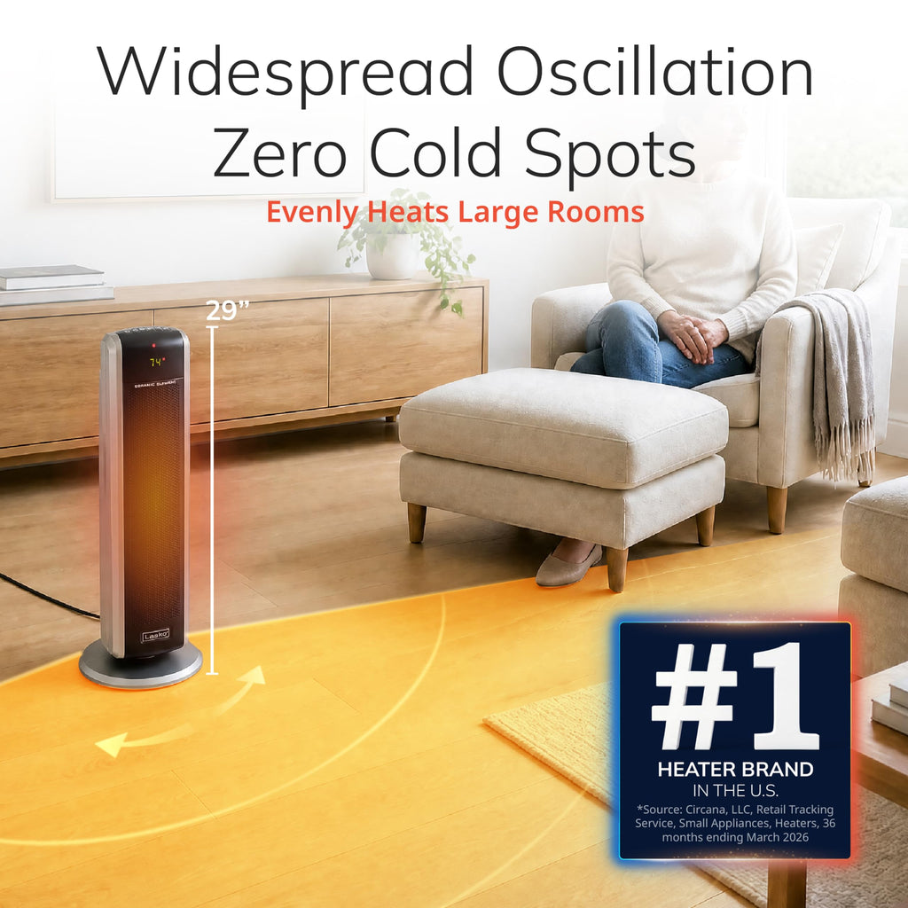 29" Ceramic Tower Space Heater with Remote Control - Black - 5586