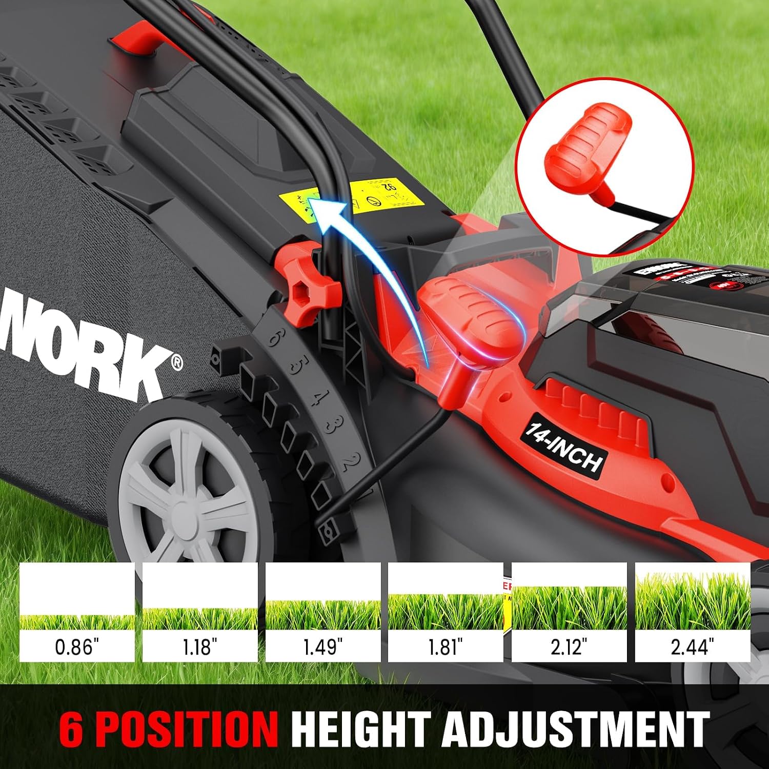 40V Electric Lawn Mower Cordless, 14" Electric Push Mower with Grass Catchers, 2 x 4.0 Ah Batteries & Charger