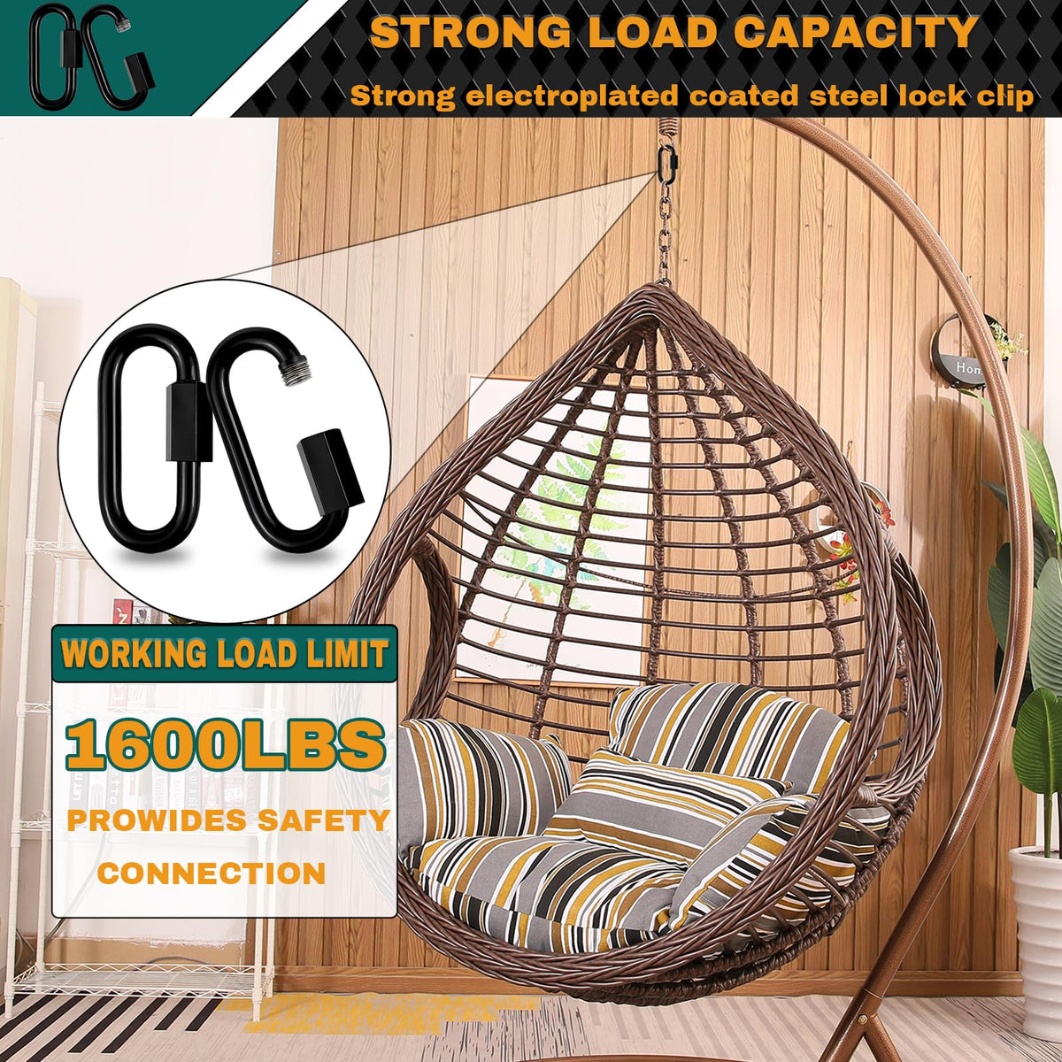 30 PCS 2.85IN(M8) Quick Link, Heavy Duty Locking Connector Rated 1600 Lbs