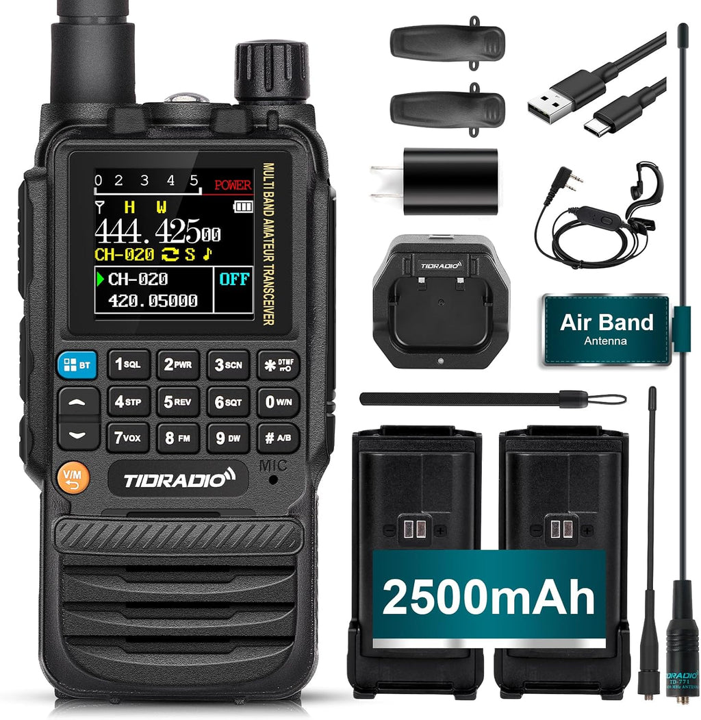 TD-H3 Multi-Band(2×2500mAh Batteries) Ham Radio,Wireless Programming,USB-C Programming& Charging,Dual PPT Rapid