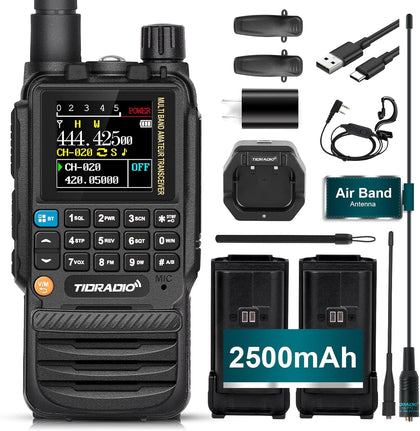 TD-H3 Multi-Band(2×2500mAh Batteries) Ham Radio,Wireless Programming,USB-C Programming& Charging,Dual PPT Rapid