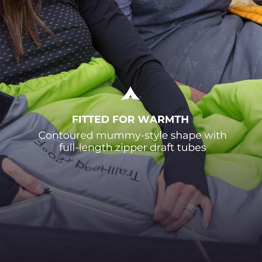 Teton 20F and 5F Degree Sleeping Bag; Lightweight, Warm Weather Mummy Sleeping Bags for Adults and Kids, Camping