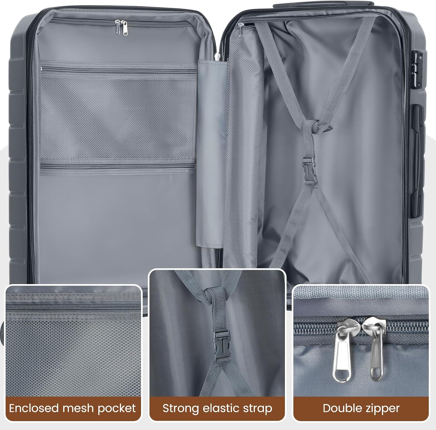 Luggage Sets 3 Piece, Hardside Carry On Suitcase with Spinner Wheels, Lightweight Durable Luggage for Travel | TSA