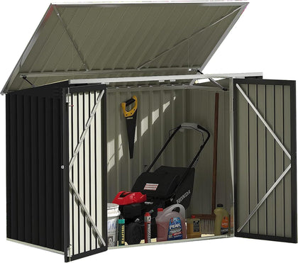 Outdoor Storage Shed 5.8 x 3.3 FT Metal Trash Shed Waterproof Outside Storage with Lid Chain Hydraulic Gas Rod for