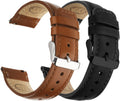 20mm Quick Release Leather Watch Bands for Garmin Samsung Galaxy | 2 Pack Straps for Vivoactive 6/5, Venu Sq/Sq 2