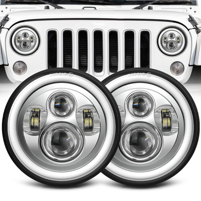 7 inch led Headlight Chrome Round Projector 7 inch Halo led Headlight H6024 DOT Approved Hi/Lo Beam DRL Amber Turn
