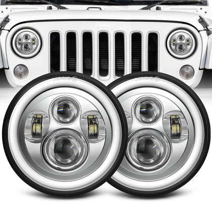 7 inch led Headlight Chrome Round Projector 7 inch Halo led Headlight H6024 DOT Approved Hi/Lo Beam DRL Amber Turn