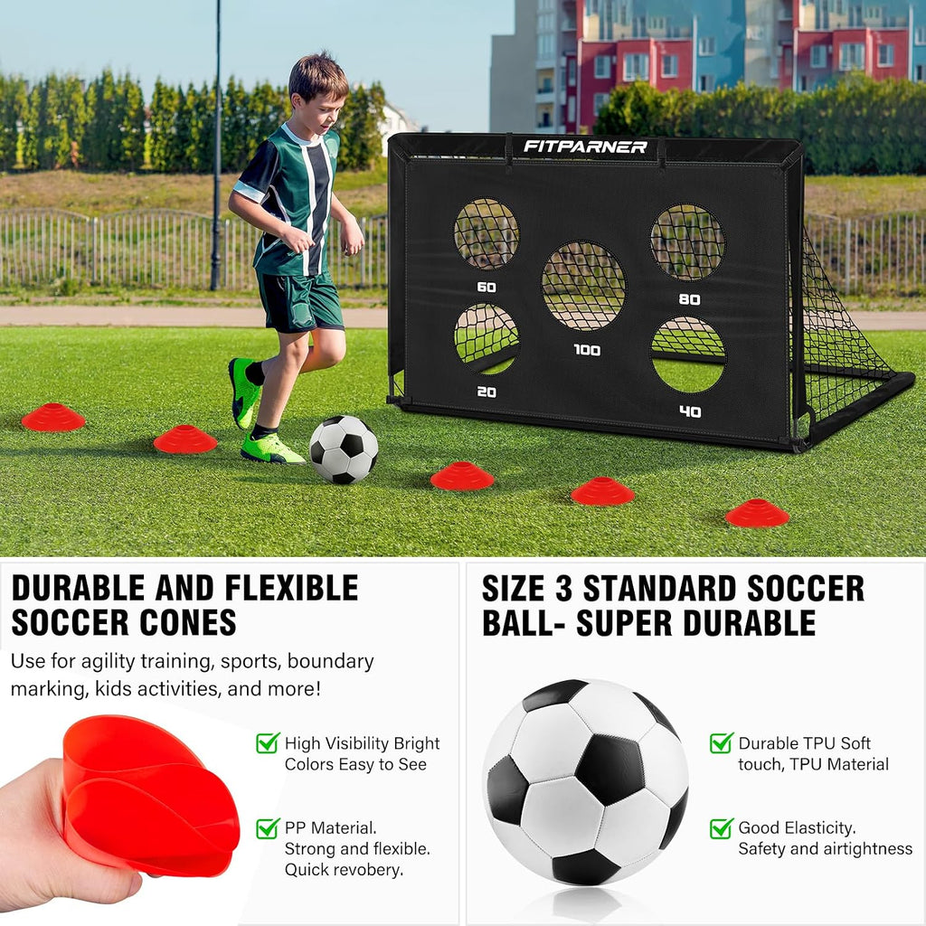 Soccer Goal,Backyard Soccer Goals for Kids 2 Pack,4x3/6x4 FT Portable Toddler Soccer Nets with Target,Ball &