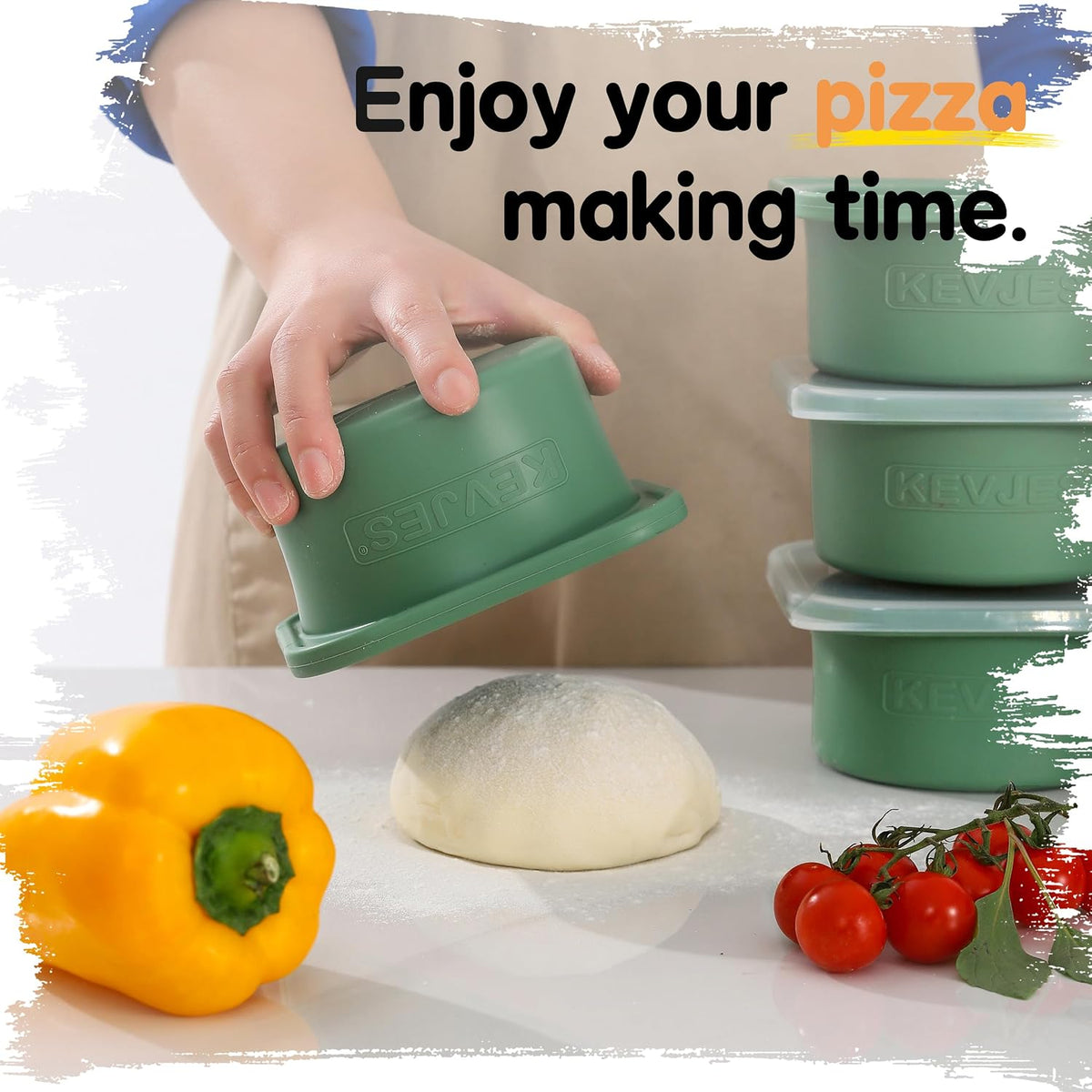 PLUS 1000ml Pizza Dough Proofing Containers, 2-Pack, Green