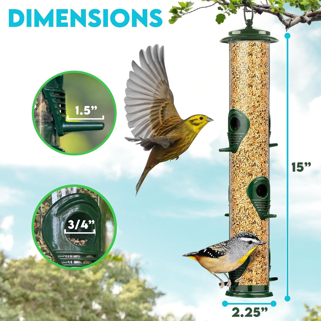 Squirrel Proof Bird Feeders for Outdoors 6 Port Metal Tube