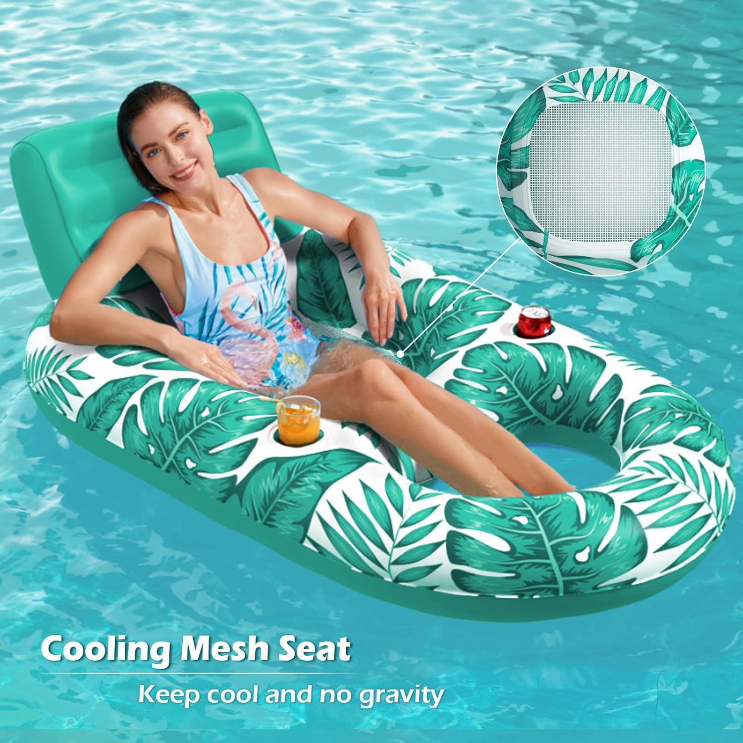 Inflatable Pool Float Adult - Pool Floaties Lounger Floats Raft Floating Chair Water Floaties for Swimming Pool Lake