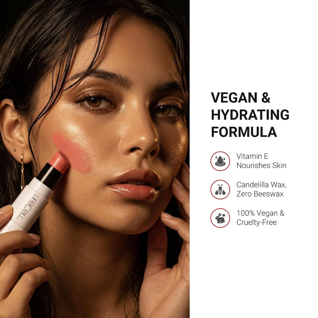 Cream Blush Stick, Peach - Vegan Buildable Color, 0.25oz