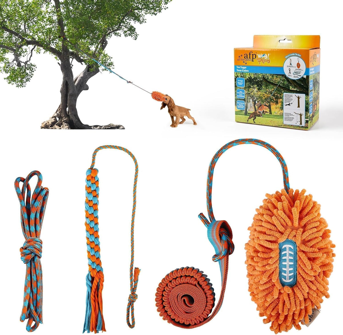 Dog Bungee Tug Toy, Outdoor Hanging Bungee from Tree for Chase & Tug Fun, Interactive Tug-of-War Toy for Small and