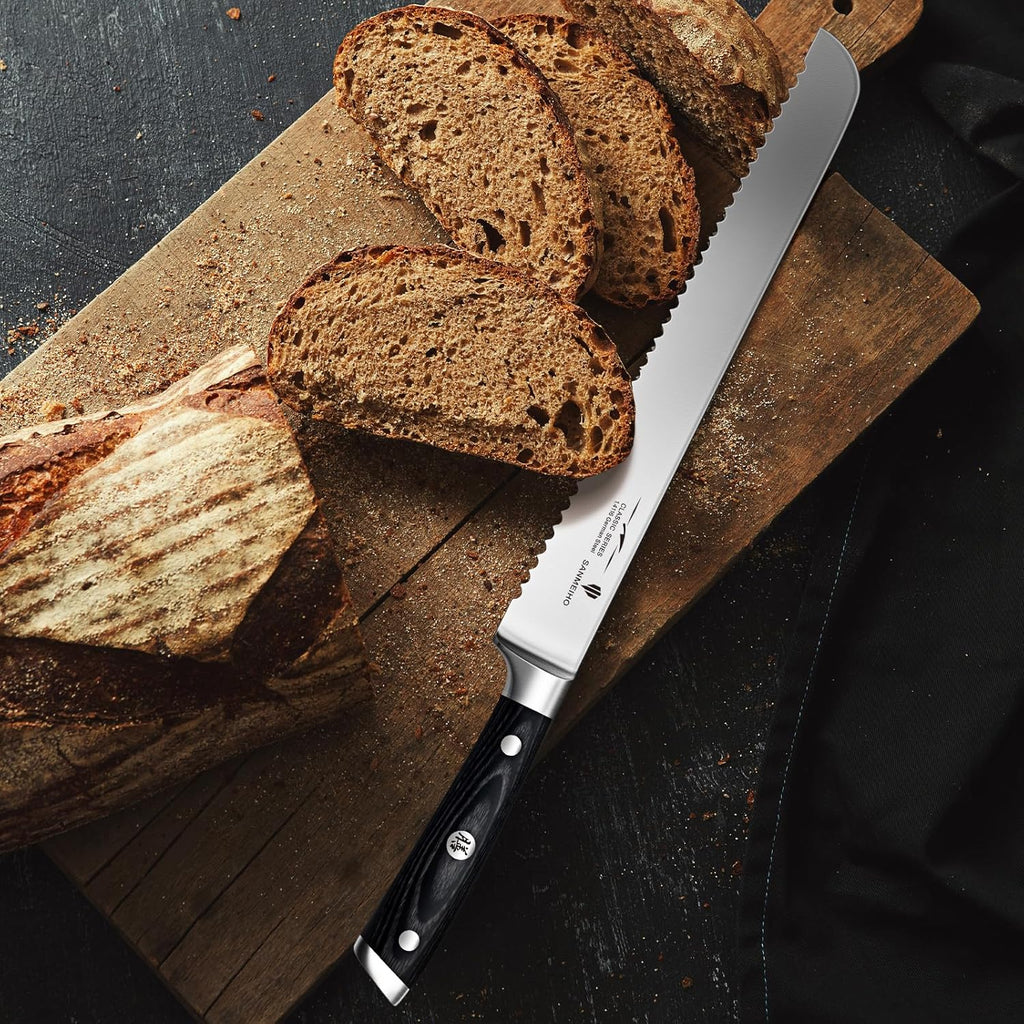 10-Inch Serrated Bread & Sourdough Knife with Wood Handle