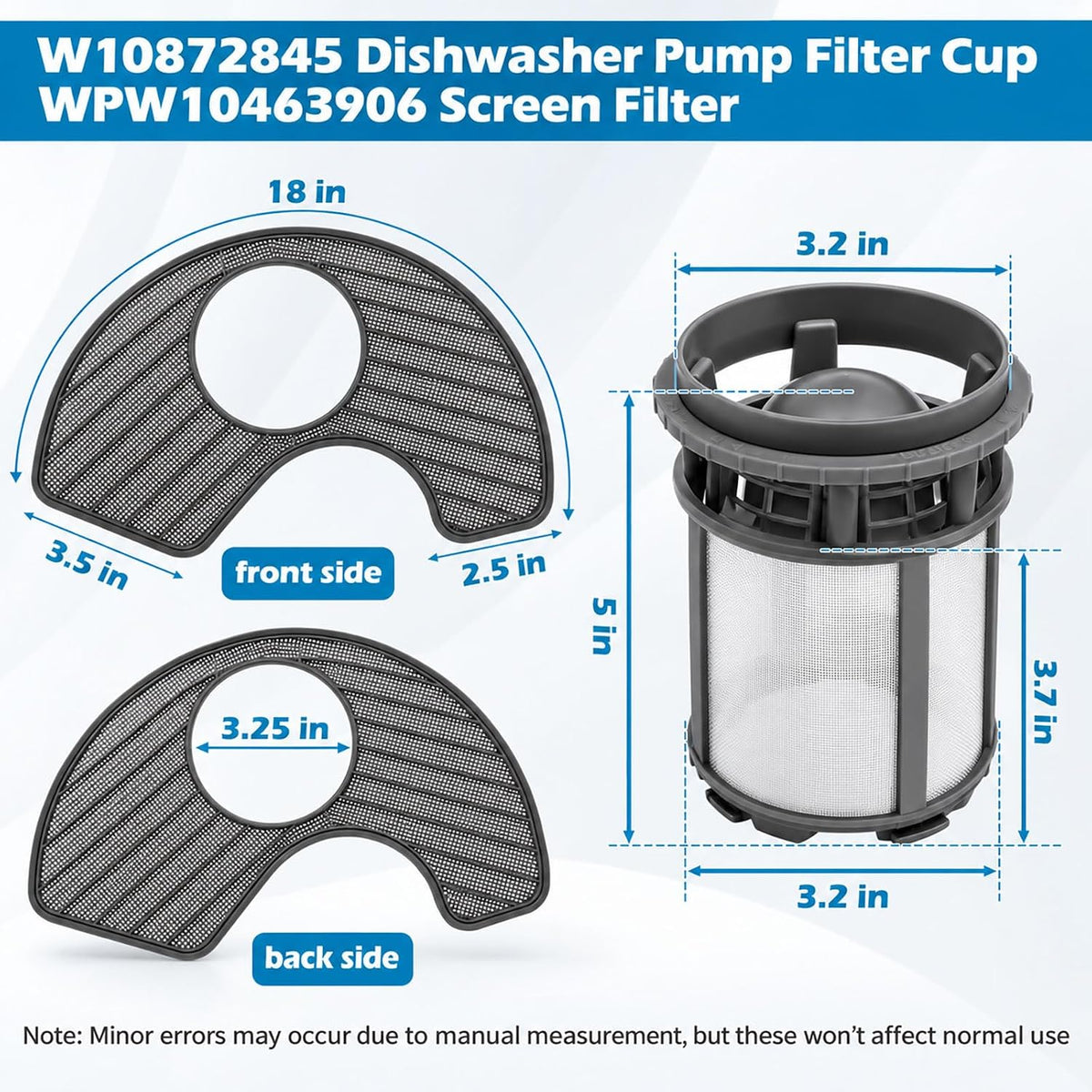 2 Pack Dishwasher Filter Kit for KitchenAid KDFE104HPS Dishwasher