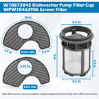 2 Pack Dishwasher Filter Kit for KitchenAid KDTE104EBS Dishwasher