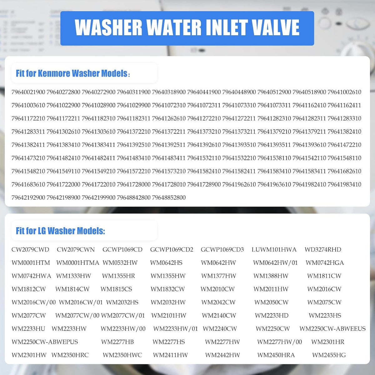 Washer Water Inlet Valve Replacement Parts Compatible with LG Kenmore Models WM1388HW WM1812CW WM1814CW WM1815CS