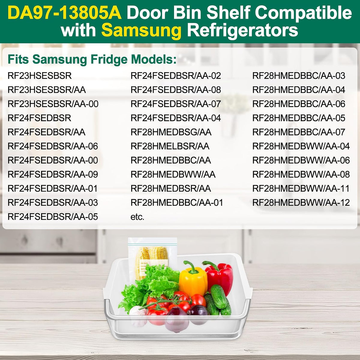 Upgraded DA97-13805A Refrigerator Door Bin Shelf Replacement, Compatible with Samsung Refrigerator Right Door Shelf Parts RF28HMEDBSR RF24FSEDBSR RF28HMEDBBC AP5798292 PS8762447 Right Door Bin Shelves