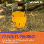Jack & June Yellow High Back Full Bucket Playset Toddler Swing with Plastisol-Coated Chains