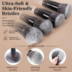 20Pcs Black White Makeup Brushes Set Professional with Case Premium Synthetic for Foundation Concealer Blush Eye
