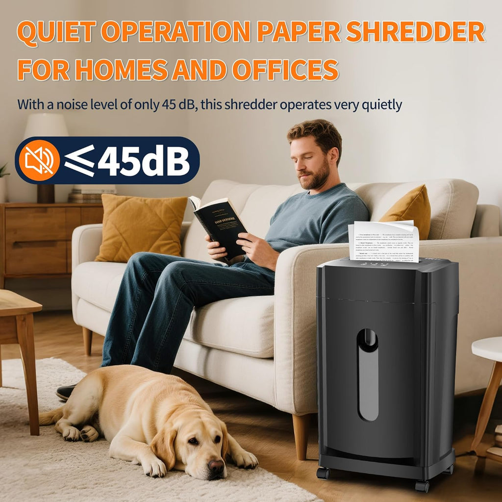 KRT Paper Shredder for Office Home, 18-Sheet Micro Cut Paper Shredder Auto Feed Cross Cut with 8 Gallons Bin, P-4