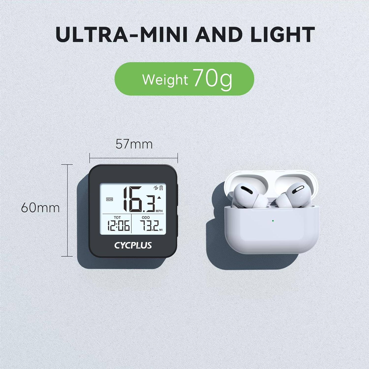 Wireless GPS Bike Computer G1, 70g, 2.0" Screen, IPX6, 1200mAh | Pocket-Size, Bicycle Speedometer Odometer with