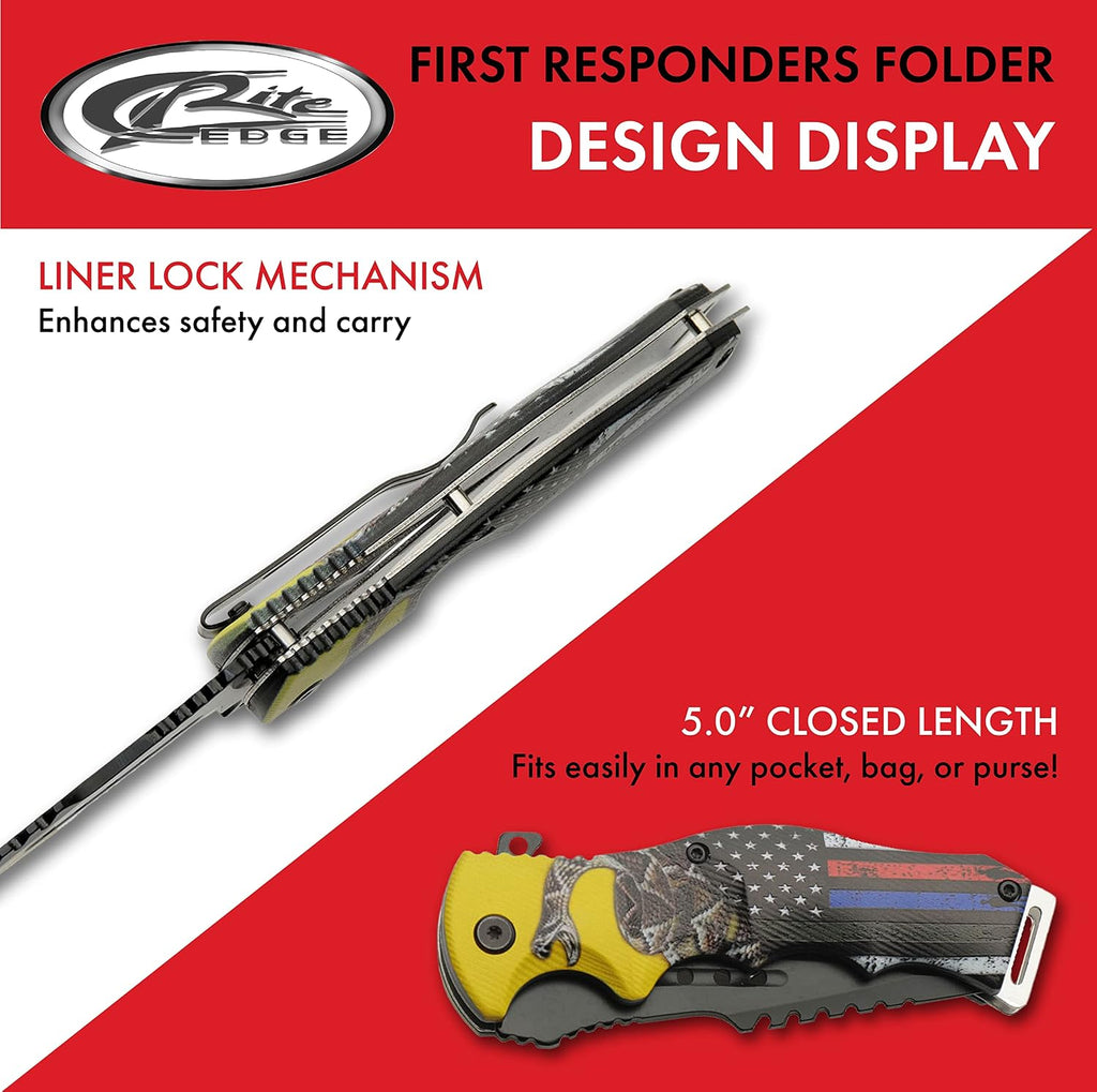 Supplies 8.5” First Responders Folding Knife – Assisted Open Tanto-Point EDC Utility Knife with Liner Lock, Serrated