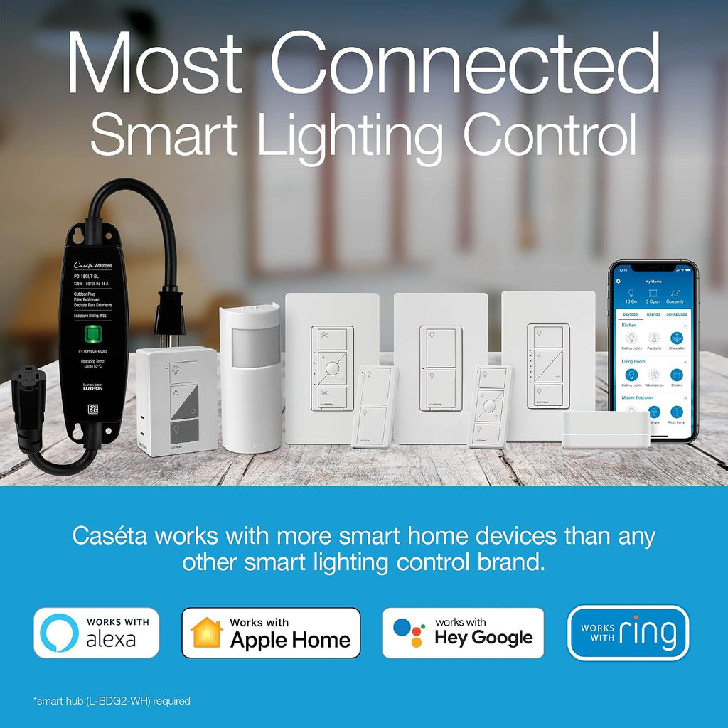 Lutron Caseta Smart Dimmer Switch (Smart Hub Required), No Neutral Required