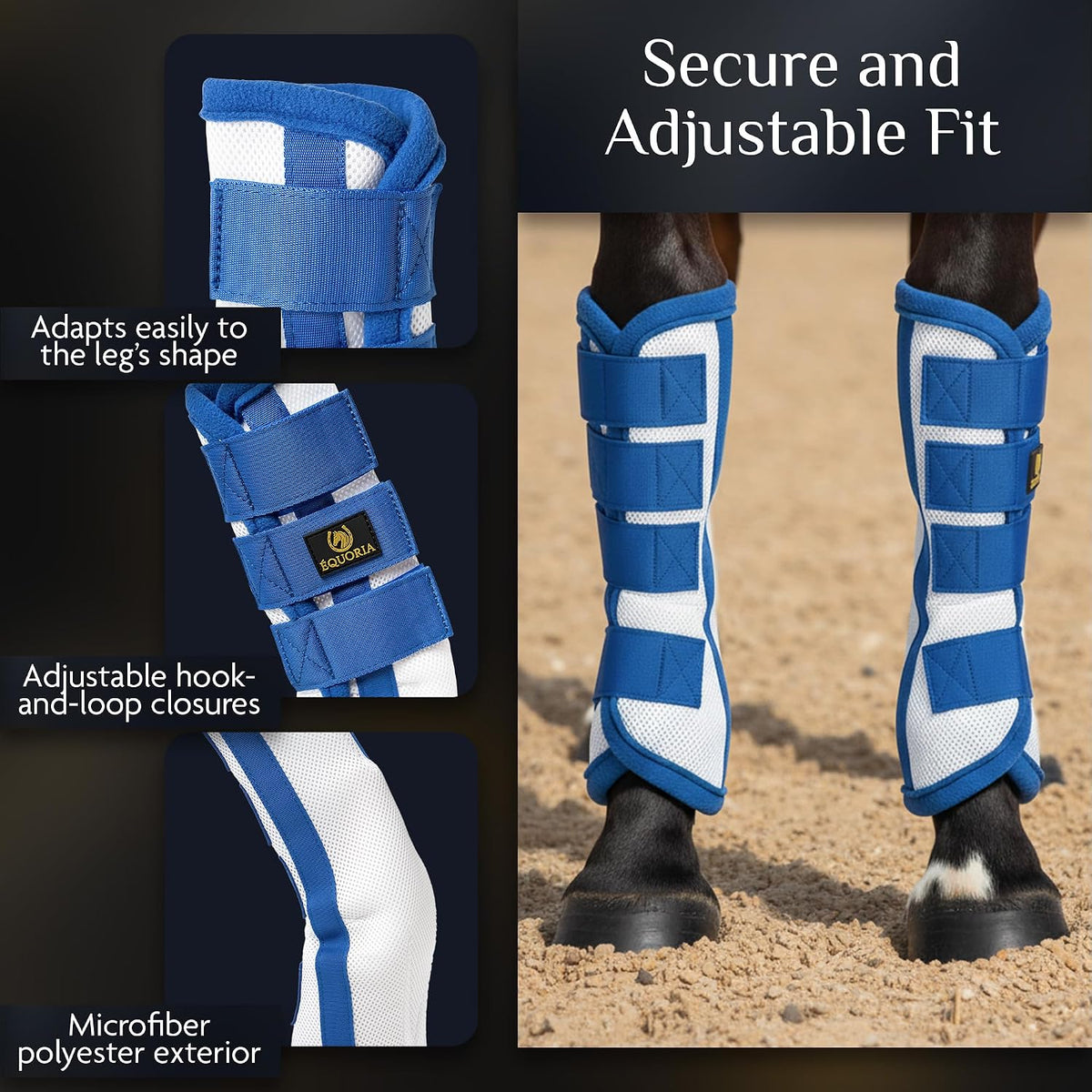Premium Fly Boots for Horses (4 Pieces) –Durable and Comfortable Fly Leg Wraps for Big Horses – Protective Outer Mesh