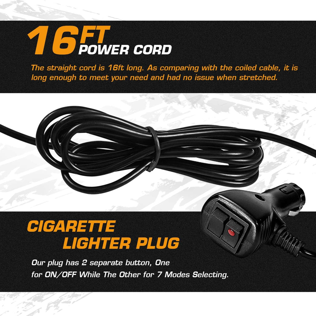 LED Strobe Light, 12V-24V Amber 40 LED Warning Safety Flashing Beacon Lights with Magnetic and 16 ft Straight Cord