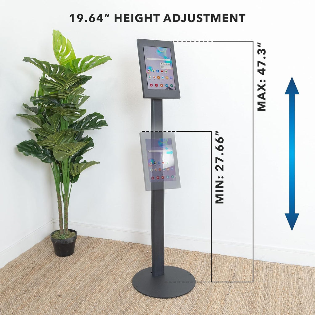 Anti-Theft Tablet Floor Stand Kiosk for Samsung Galaxy Tab A & S | Lockable Enclosure, Height Adjustable