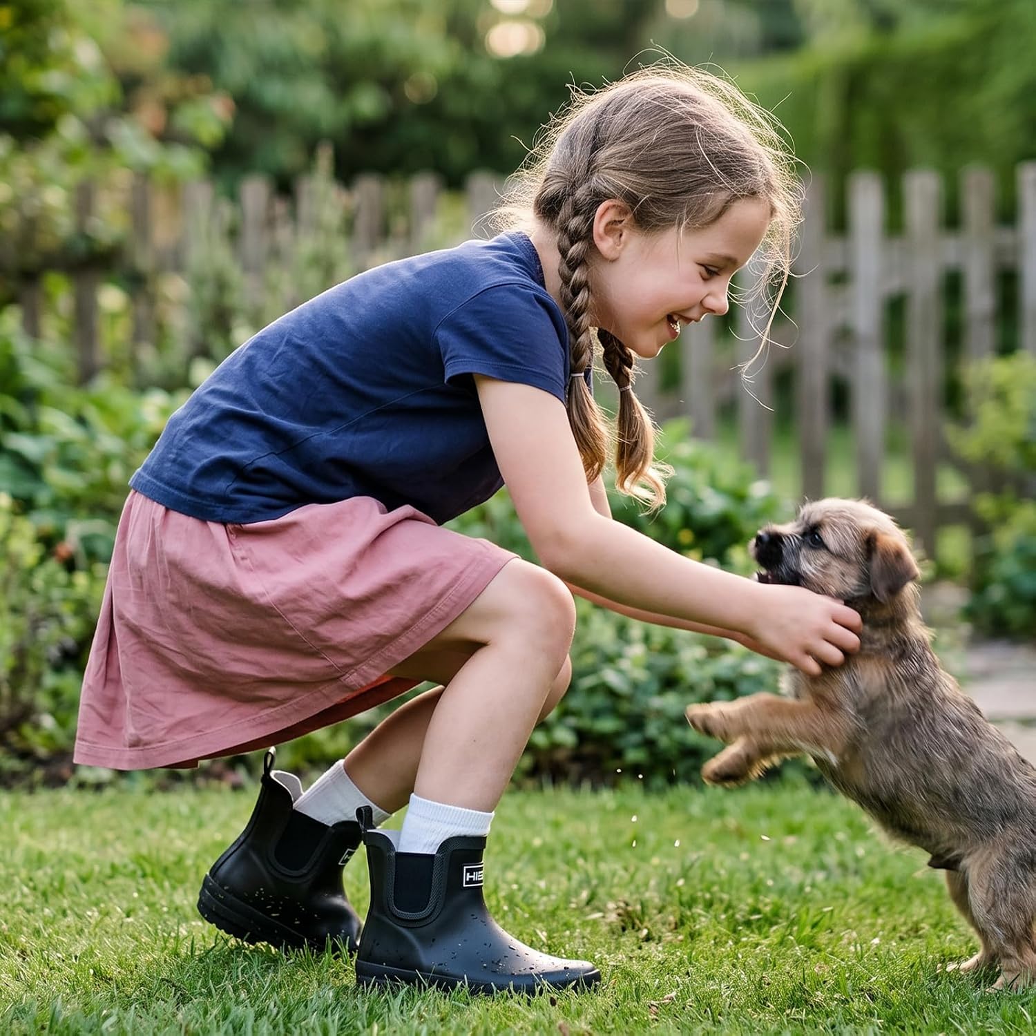 Kids Barefoot-Friendly Rain Boots, 100% Natural Rubber Waterproof Ankle Chelsea Boots with Soft Cotton Lining
