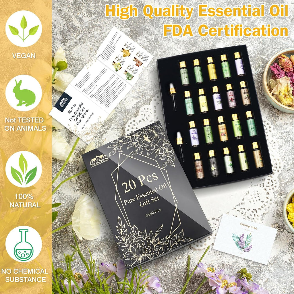 Pure Essential Oils for Diffuser for Home & Hotel, 20 PCs x 5ML (0.17oz) | Fragrance Oils for Candle & Soap Making