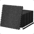 0.79in Thick 48 Sq Ft Exercise Equipment Mats, 12 Tiles Upgraded Rubber Top with High Density EVA Foam, Large