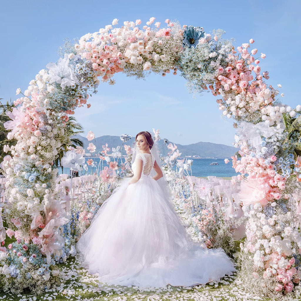 Round Backdrop Stand 9.2ft, Round Balloon Arch Stand, Gold Circle Arch