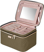 8.8L Double Layer Travel Makeup Bag With Mirror For Women, Large Cosmetic Case, Organizer for Travel-Size Accessories