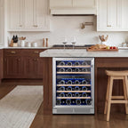 24 Inch Dual Zone Wine Fridge with 52 Bottle, Left-Hinged