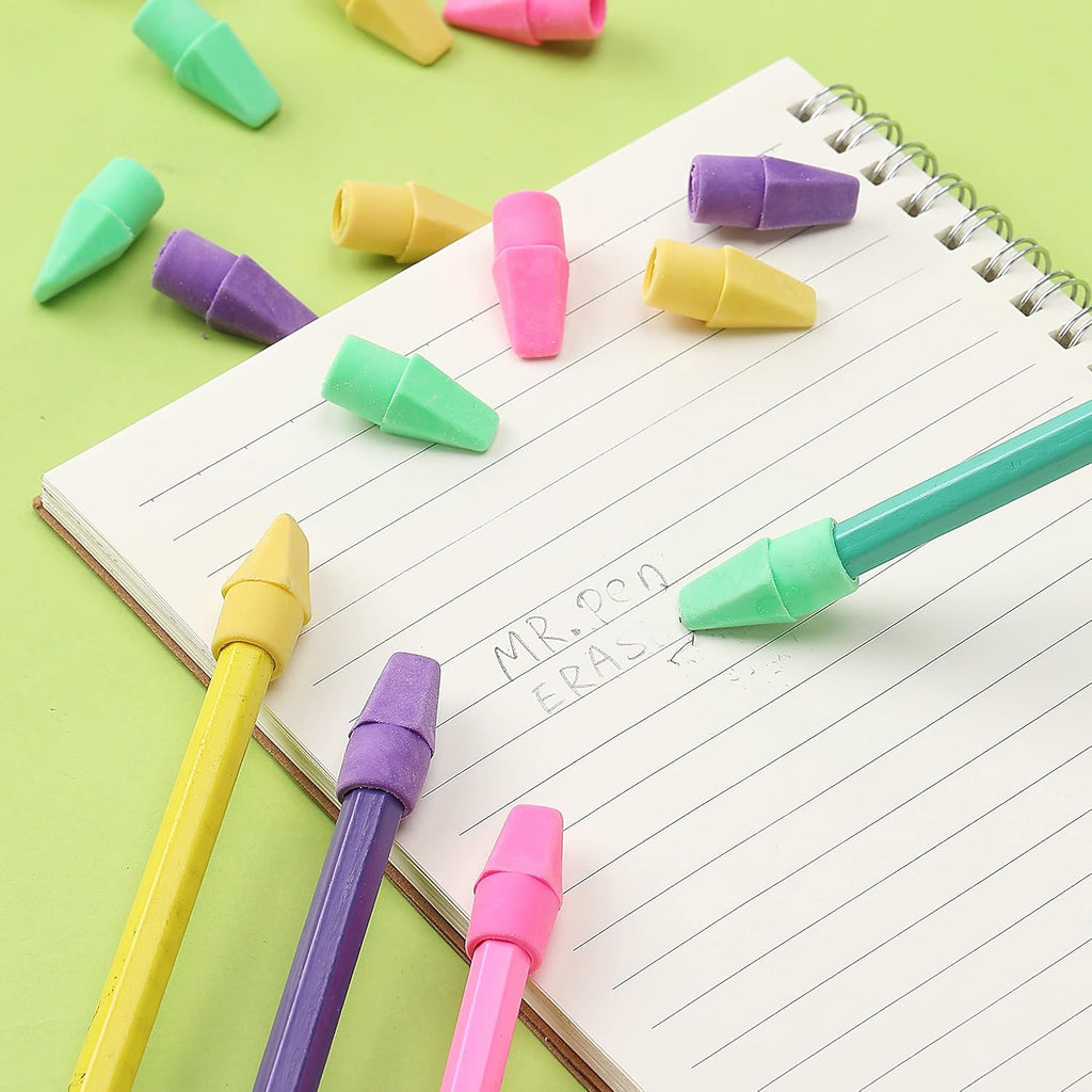Pencil Top Erasers, 120 Pack, Latex-Free, No-Smudge | Cap Pencil Erasers for Precise Erasing, Kids, Teachers