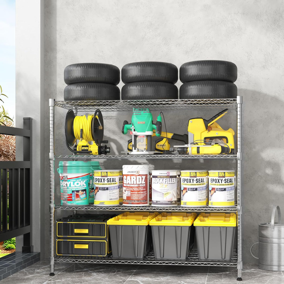 Heavy Duty Metal Shelves for Storage, 4 Tier Storage Racks and Shelving, Commercial Adjustable Wire Shelving Unit on