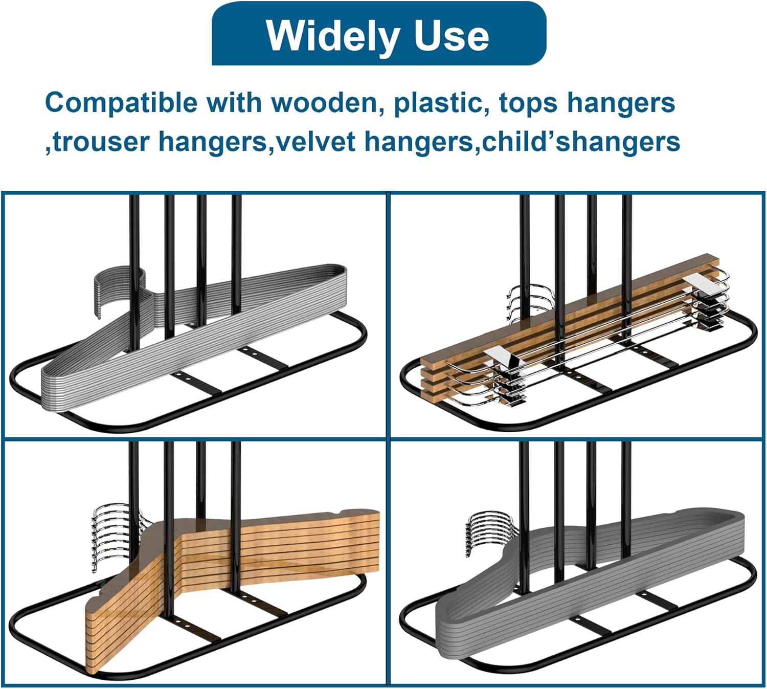 Hanger Stacker Organizer, 33 inch Height Stand, Clothes Hanger Storage Rack, Laundry Room, Black