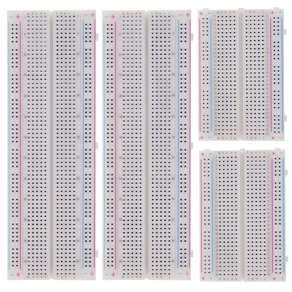3 Values 130 Pcs Solderless Breadboard 4 Pcs 830 Tie Points & 400 Tie Points & 126 Pcs Flexible Breadboard Jumper Wires