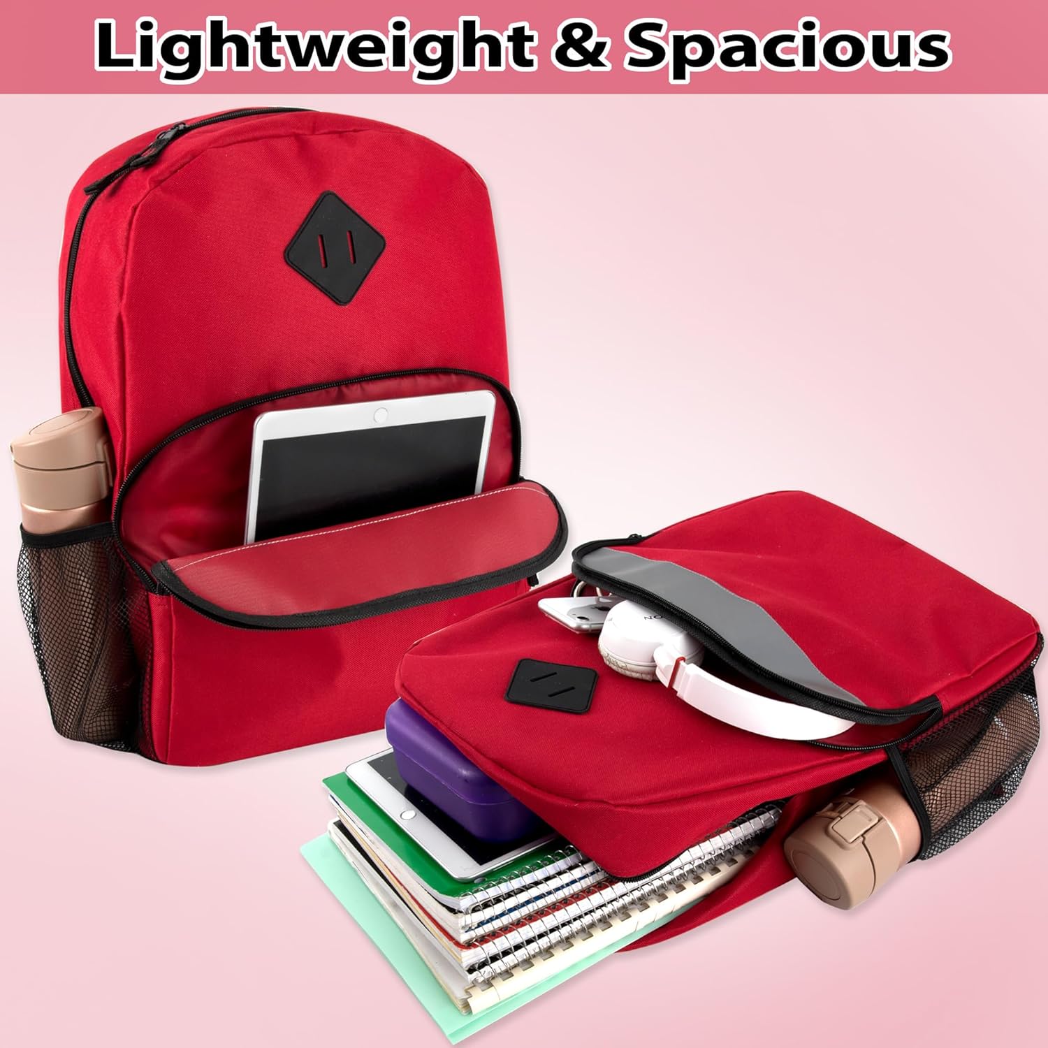 Bulk Kids Reflective Backpack Wholesale 24 Pack Backpacks with Side Pockets, Padded (10 Colors Pack)