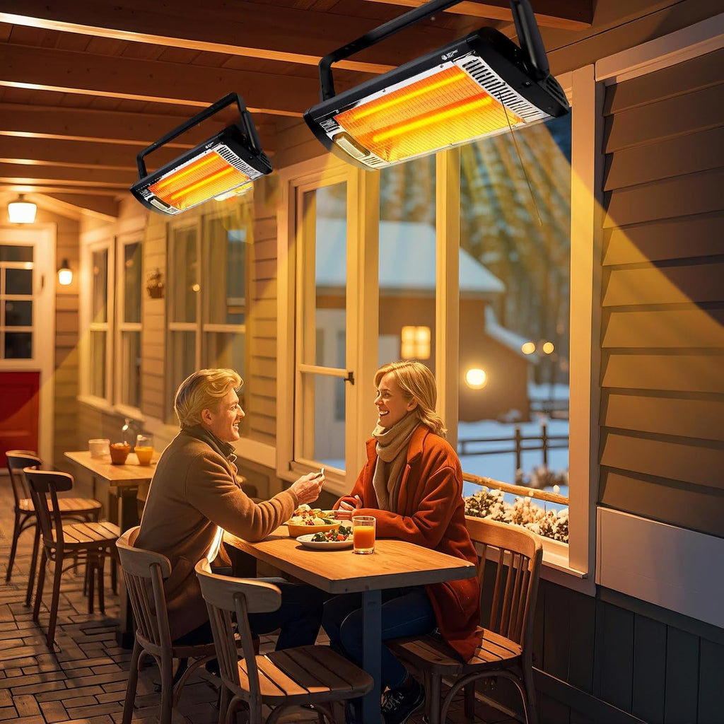 Electric Garage Heater 120V, 1500W Radiant Space Heater, 2-Pack | Ceiling Mount Space Heater with 90° Adjustable