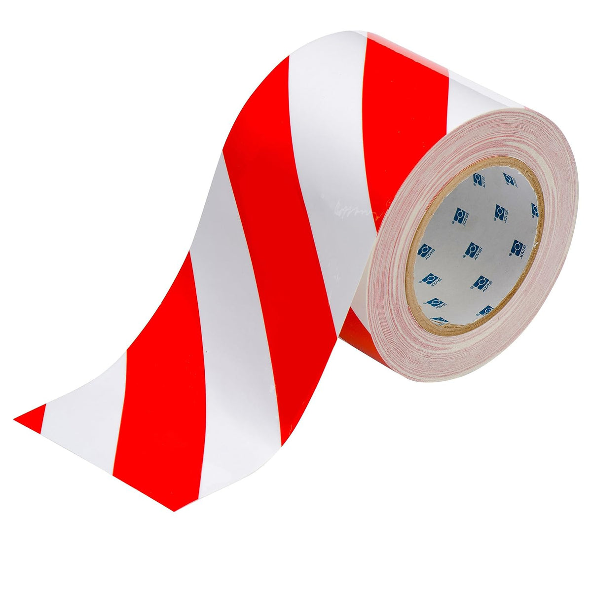 104378 ToughStripe Nonabrasive Diagonal Stripes Floor Marking Tape, 100' Length, 4" Width, Red and White (Pack of 1