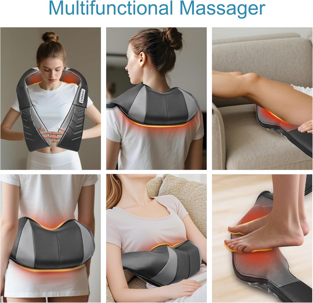 Shiatsu Neck and Back Massager with Heat, Electric Deep Tissue Kneading Neck and Shoulder Massage, Best Gifts for
