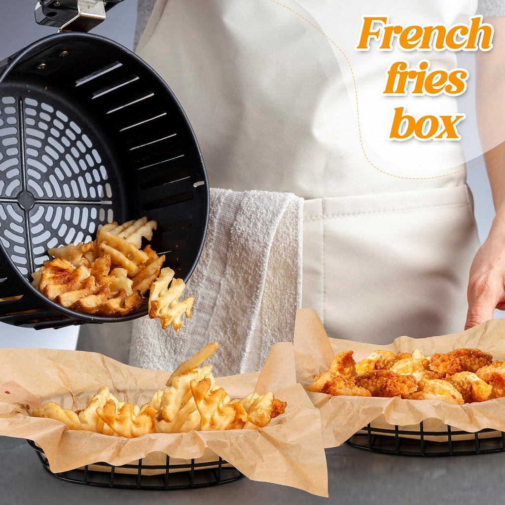 12 Pcs Wire Fast Food Baskets Bulk, Bread Chip Basket, Black Oval