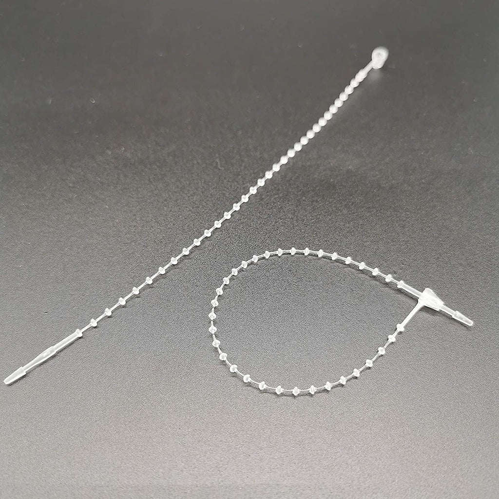 Pack of 1000pcs Snap Lock 5" Pin Adjustable Security Beaded Loop Tie Plastic Paper Prices Tag Fasteners - White