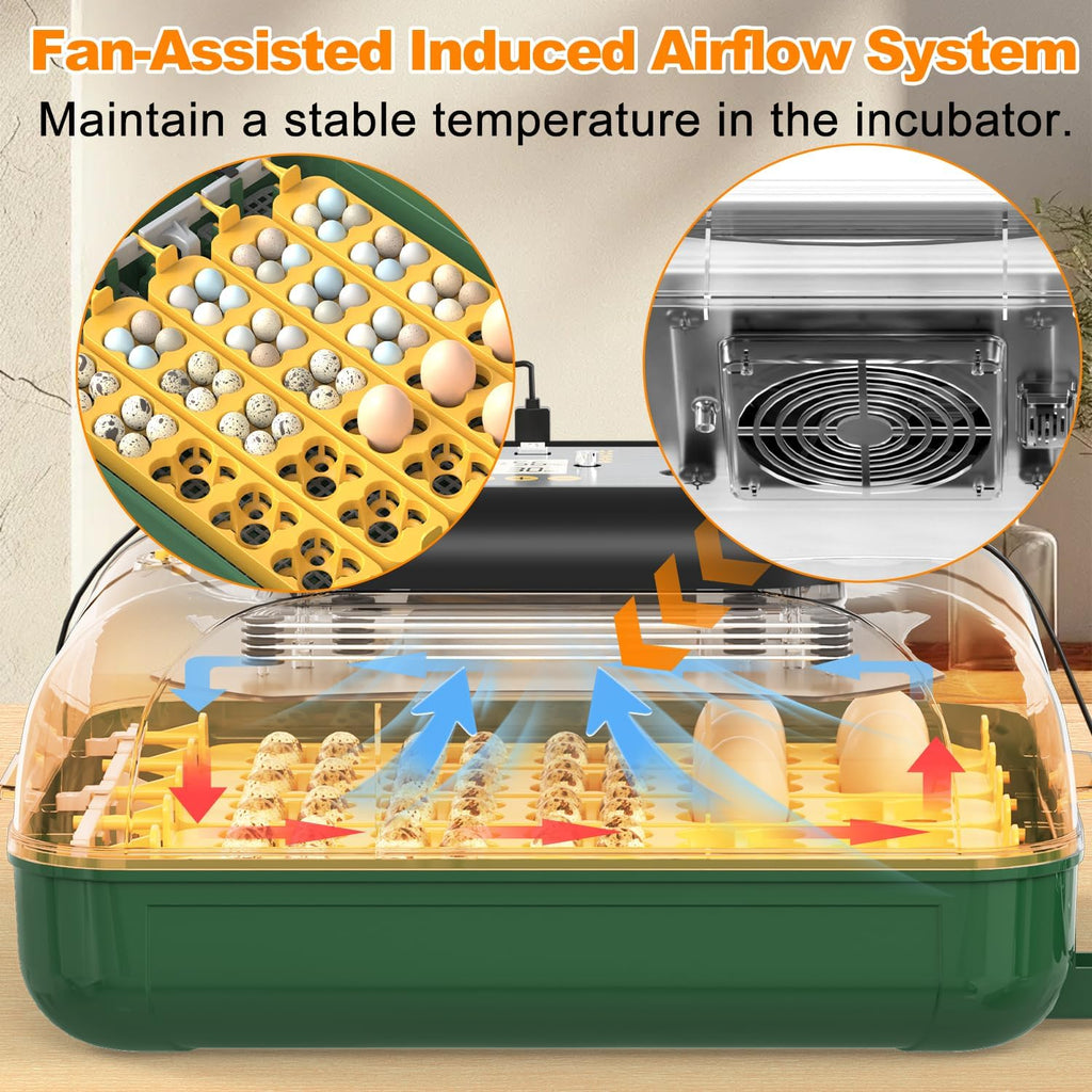 125 Egg Incubator for Hatching Eggs with Automatic Egg Turning, Temperature & Humidity Display, Hatch Day Countdown